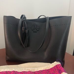 Tory Burch Black Pebbled Tote